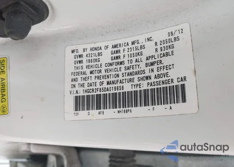 2013 Honda Accord Ex-L из США, поврежденный, VIN 1HGCR2F85DA019656